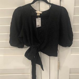 Black Wrap Blouse